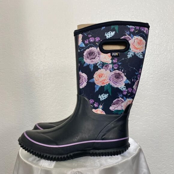 Cute Waterproof Winter Protection Frost Proof Rain Snow Rubber Flower Boots US 6 - Picture 8 of 8